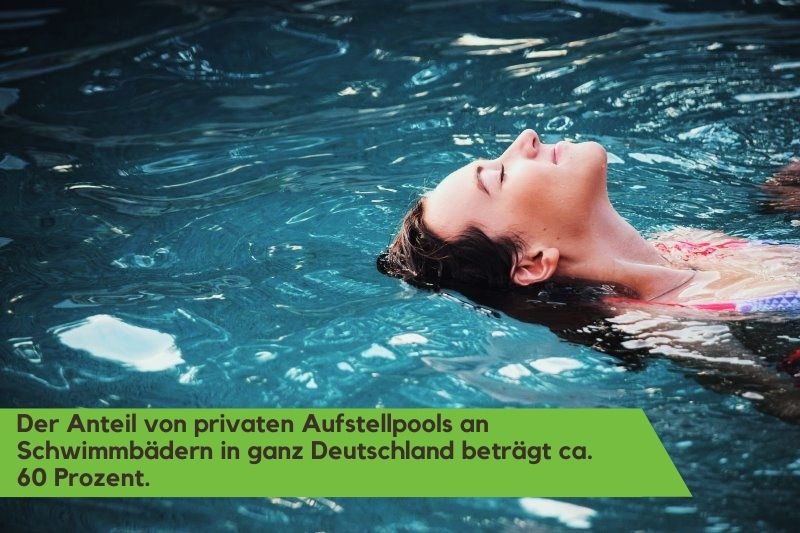Eine Frau schwimmt auf der Wasseroberfläche ihres Gartenpools