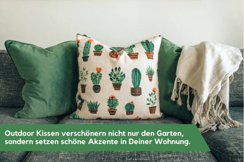 Garten Kissen in der Wohnung 
