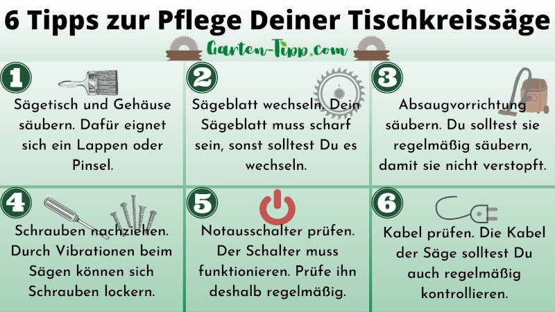 Tischkreissäge pflegen in 6 Schritten