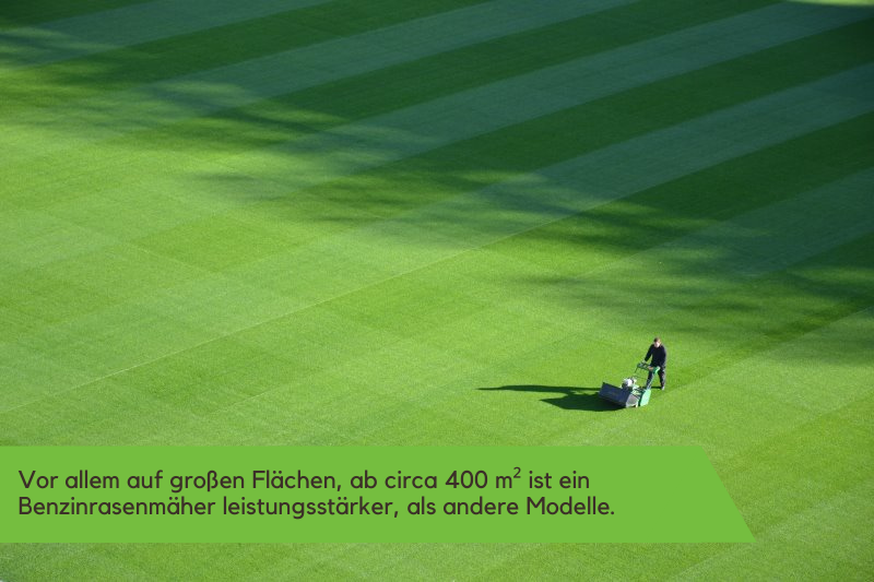 Mann Maeht Rasen mit Benzinrasenmaeher.